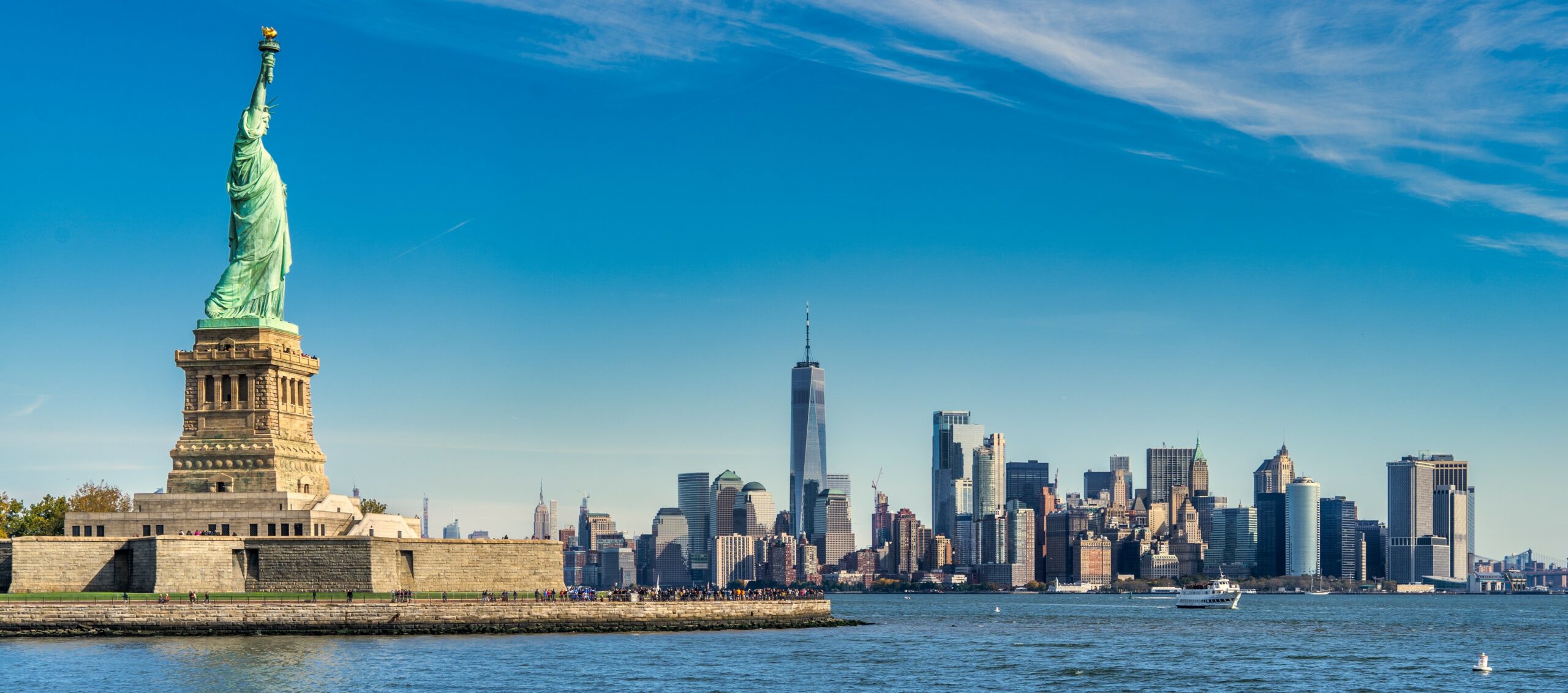 statue of liberty and nyc skyline