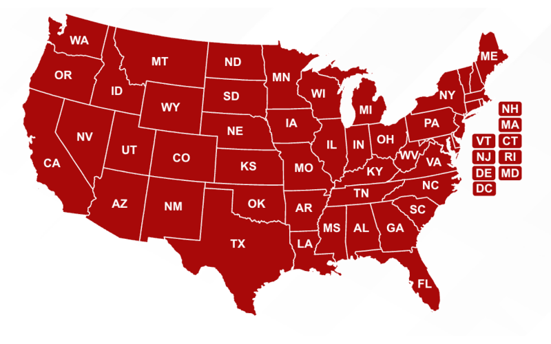 Static map image of The Guard Alliance activity across the USA