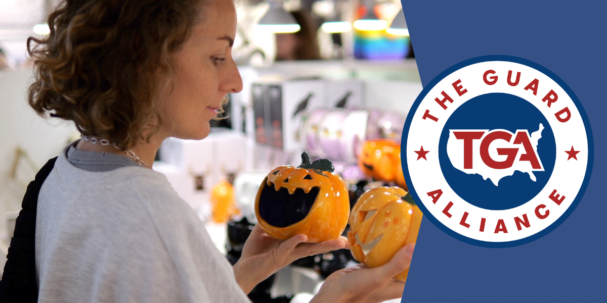 Woman shopping for Halloween home goods