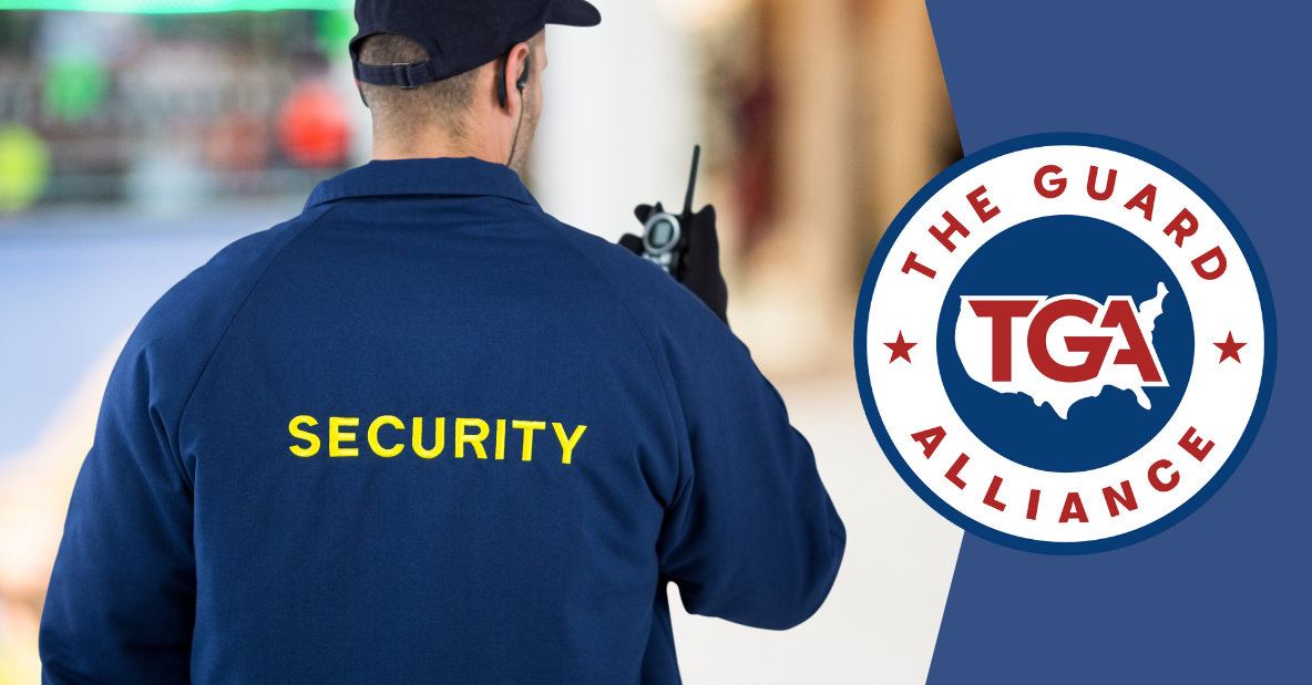 Security guard with back to camera